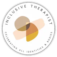 Inclusive therapist badge celebrating all identities and bodies